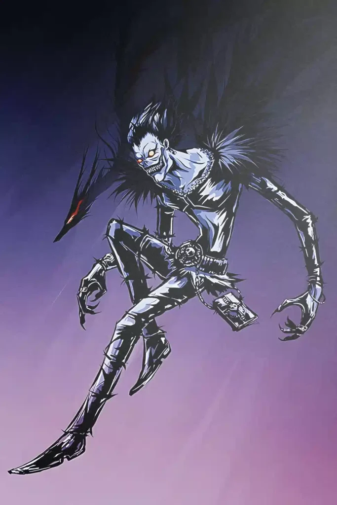 Ryuk Death Note anime metal poster artistic showcase image highlighting the design narrative