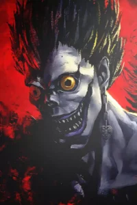 Artistic showcase photo of the Ryuk Metal Wall Poster