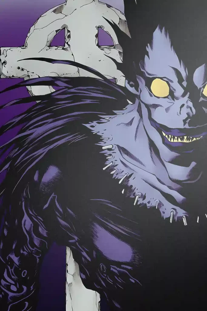 Ryuk Death Note anime metal poster artistic showcase image highlighting the design narrative