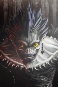 Ryuk anime metal poster artistic detail and visual story from Death Note