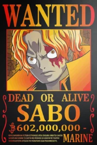 Sabo Wanted Poster One Piece Original Image High Quality Printed Metal Wall Art