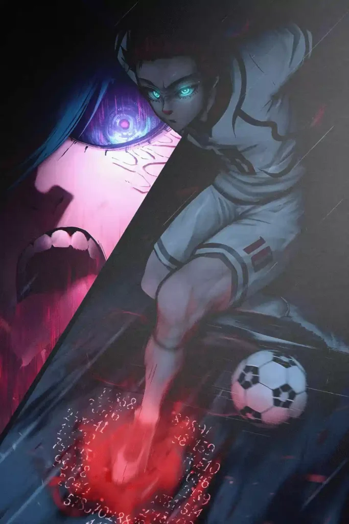 Showcase view of the Sae Itoshi Metal Poster from Blue Lock