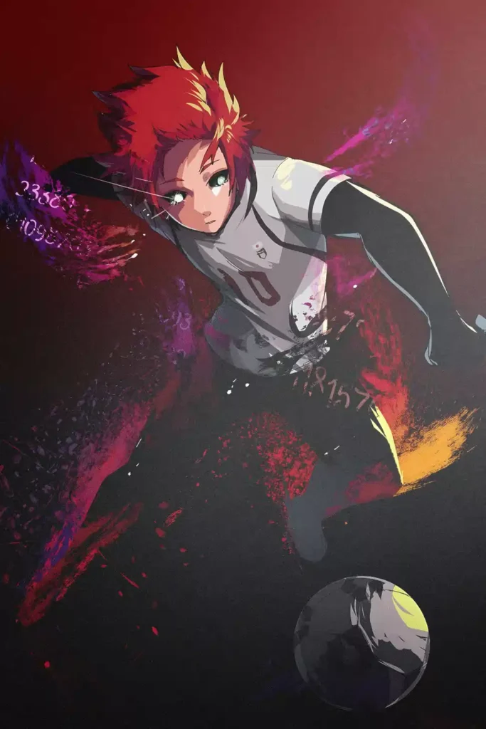 Sae Itoshi Blue Lock anime metal poster artistic showcase image highlighting the design narrative