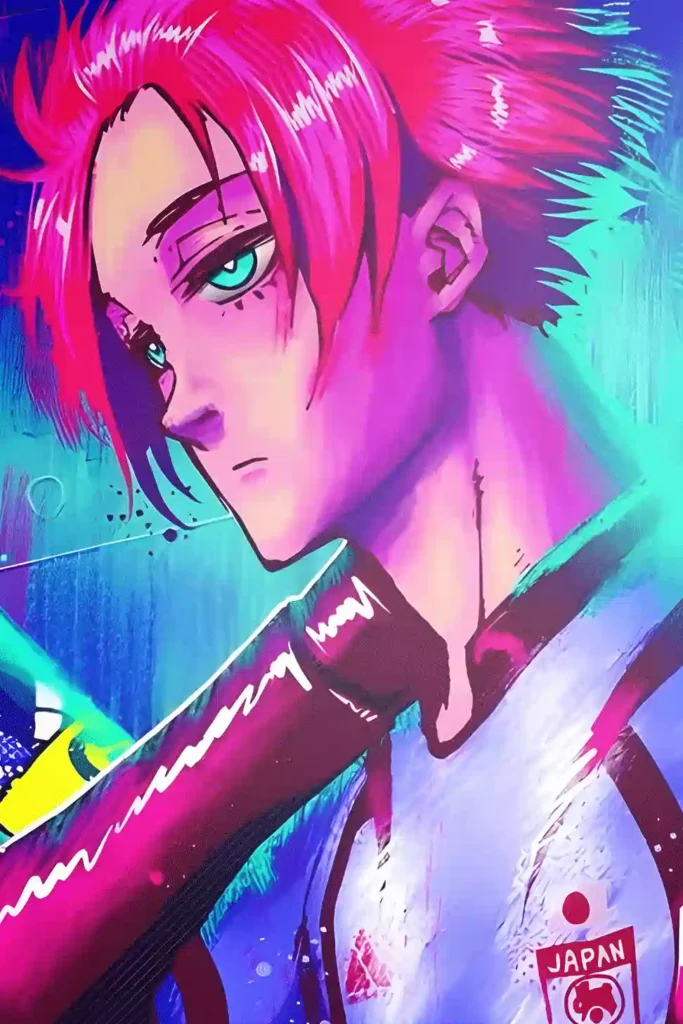 Sae Itoshi anime metal poster artistic detail and visual story from Blue Lock