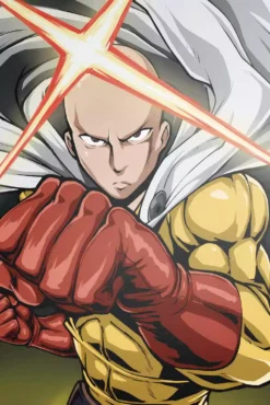 Saitama One Punch Man Star Sparkle Jab High Quality Aluminium Printed Metal Poster