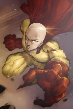 Saitama One Punch Man Muscle Ready Coil Unique Metal Print Poster