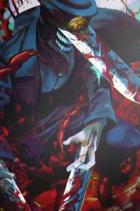 Samurai Sword Chainsaw Man Original Image High Quality Aluminium Printed Metal Poster