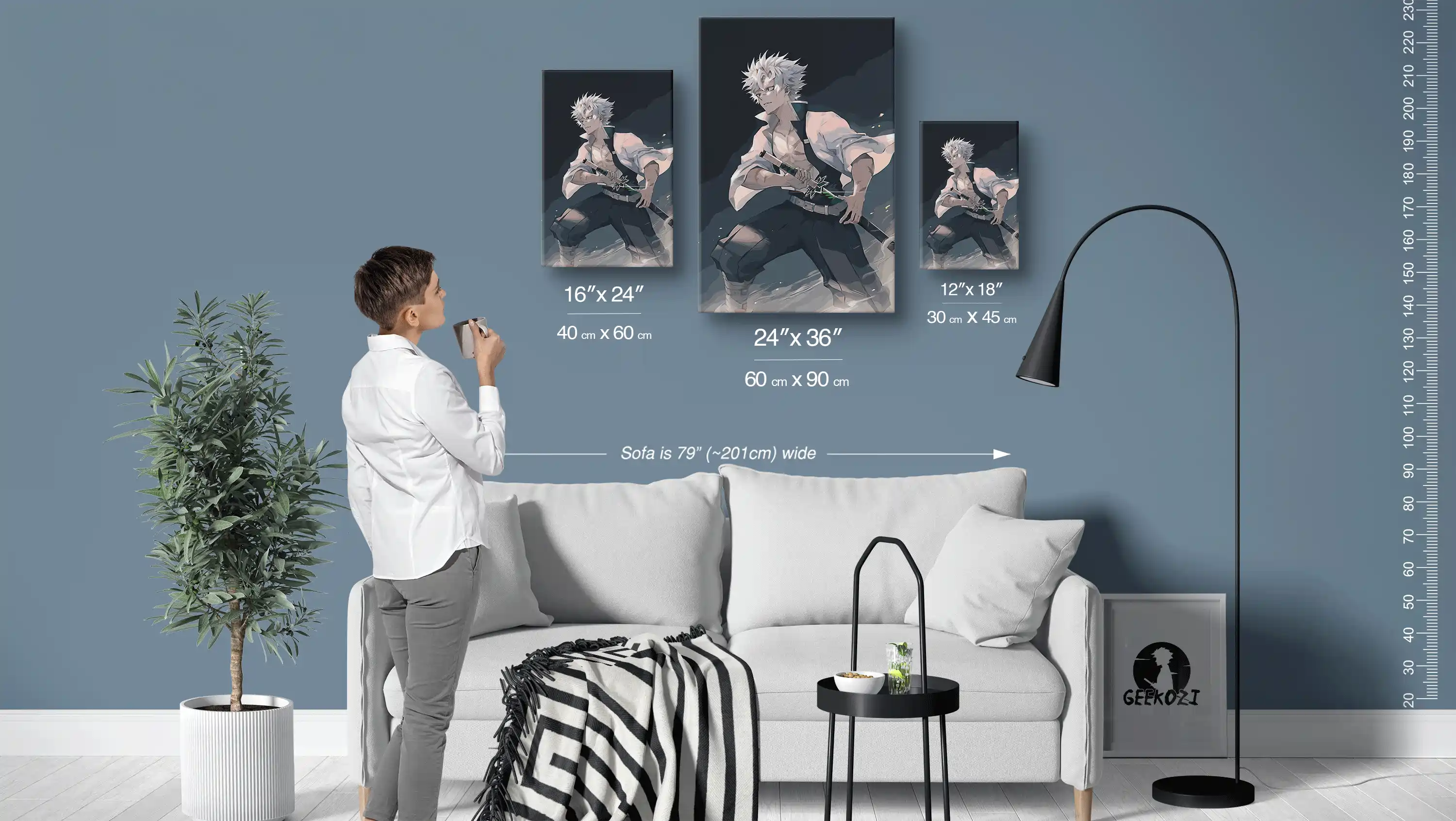 Sanemi Shinazugawa Demon Slayer Size Guide Stellar Printed Metal Wall Art