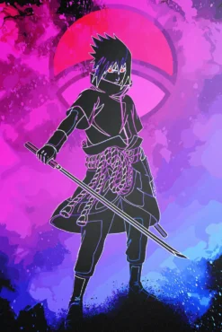 Sasuke Naruto Mysterious Sharingan Glow Metal Wall Art