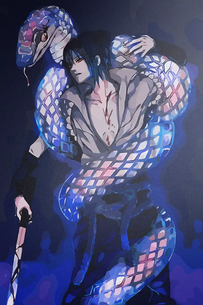 Sasuke Uchiha Naruto Original Image Stellar Metal Poster
