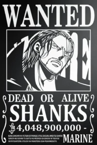 Shanks Wanted Poster One Piece Original Image Premium Aluminium Metal Wall Art