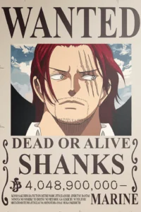 Shanks Wanted Poster One Piece Original Image Printed Metal Wall Art