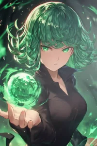 Tatsumaki One Punch Man metal wall art showcase shot from the Geekozi collection
