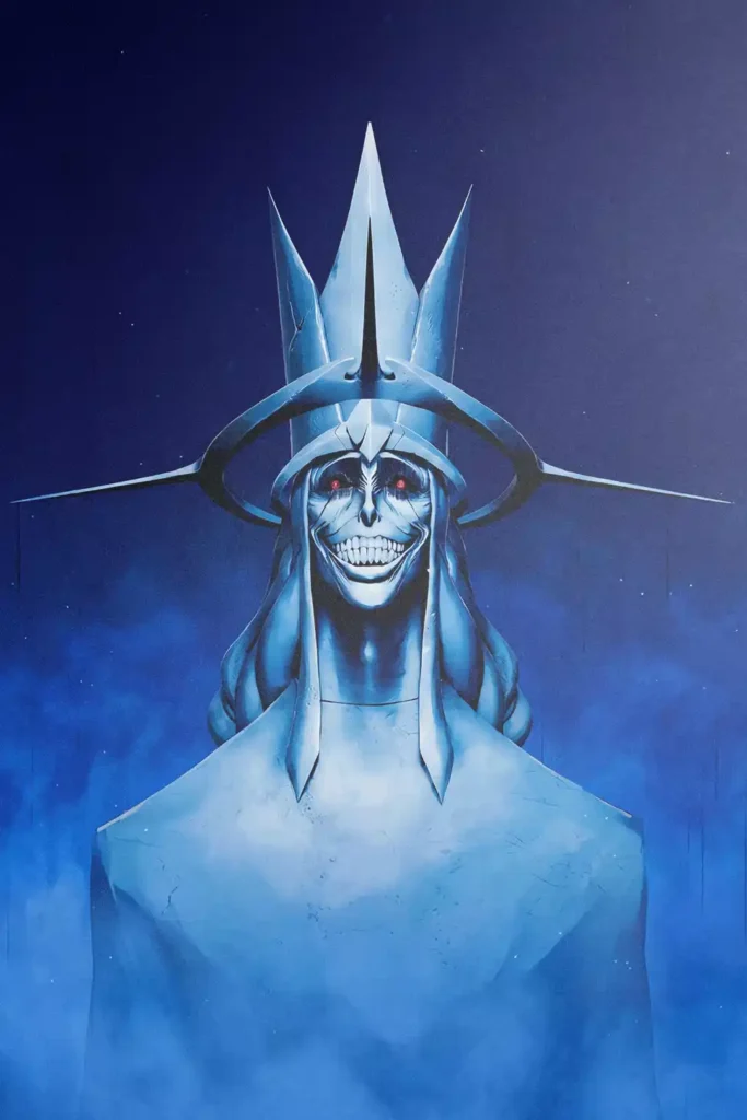 Showcase view of The Statue Metal Wall Poster from Solo Leveling, cosmic monument
