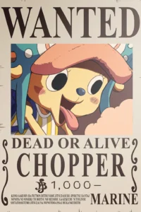 Tony Tony Chopper Wanted Poster One Piece Original Image Premium Aluminium Metal Wall Art