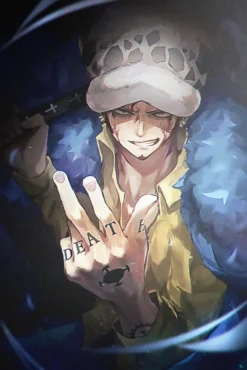 Trafalgar Law One Piece Dramatic Tattooed Hand Deluxe Printed Metal Wall Art