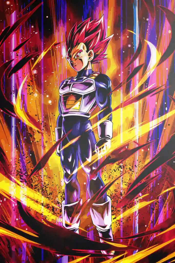 Vegeta Super Saiyan Red Dragon Ball Original Image Deluxe Printed Metal Wall Art