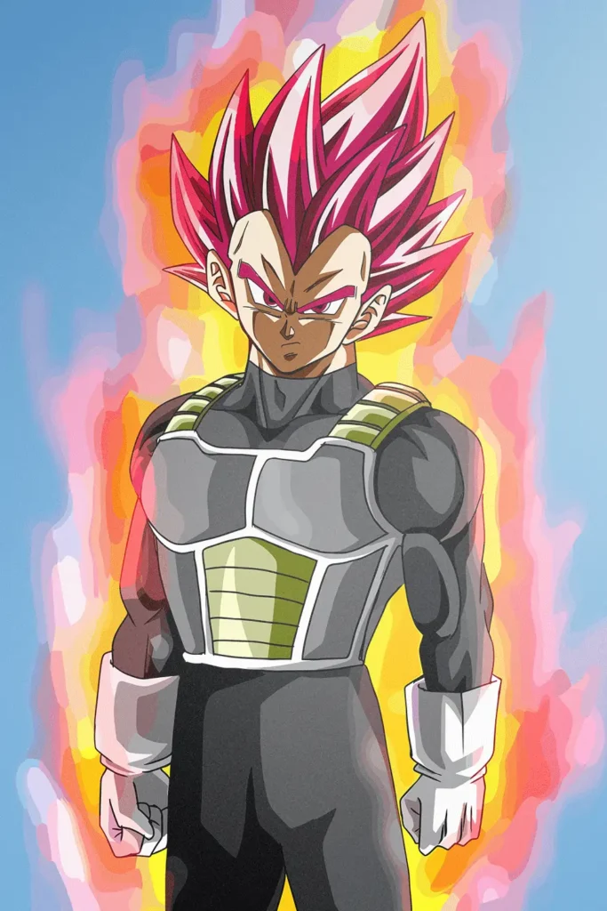 Vegeta Super Saiyan Red Dragon Ball Original Image High Quality Printed Metal Poster
