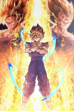 Vegito Dragon Ball Electrifying Spirit Sword Stance Printed Metal Poster