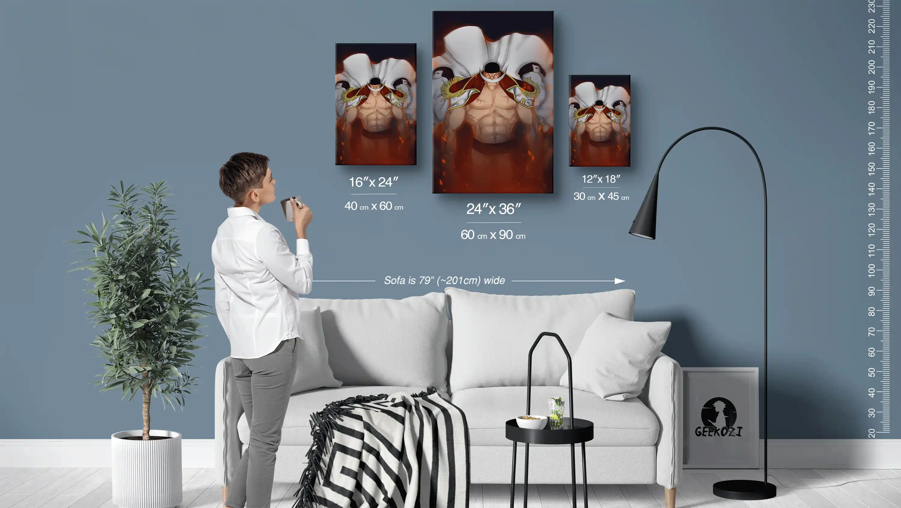 White Beard One Piece Size Guide Metal Wall Poster
