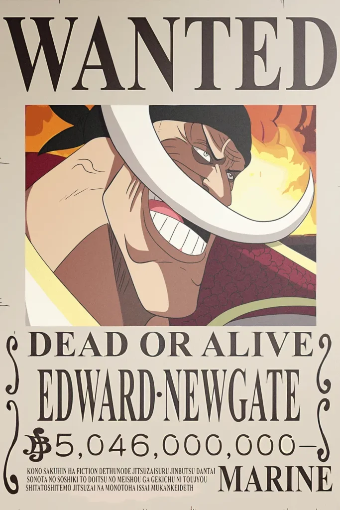 White Beard Wanted Poster One Piece Original Image Outstanding Printed Metal Wall Art