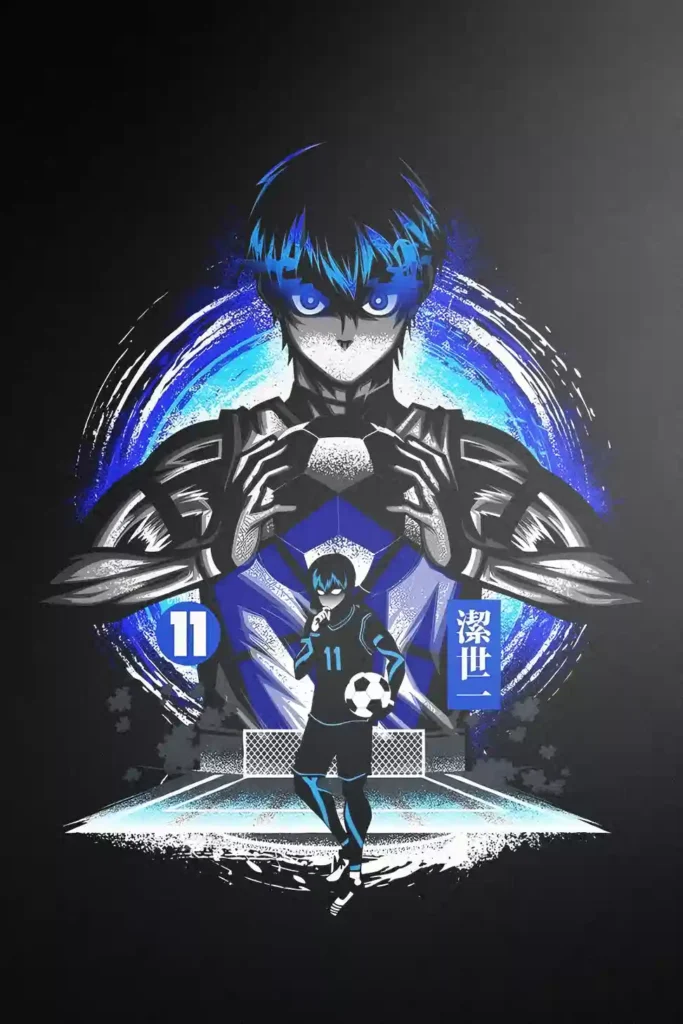 Showcase view of the Yoichi Isagi Aluminium Metal Print from Blue Lock