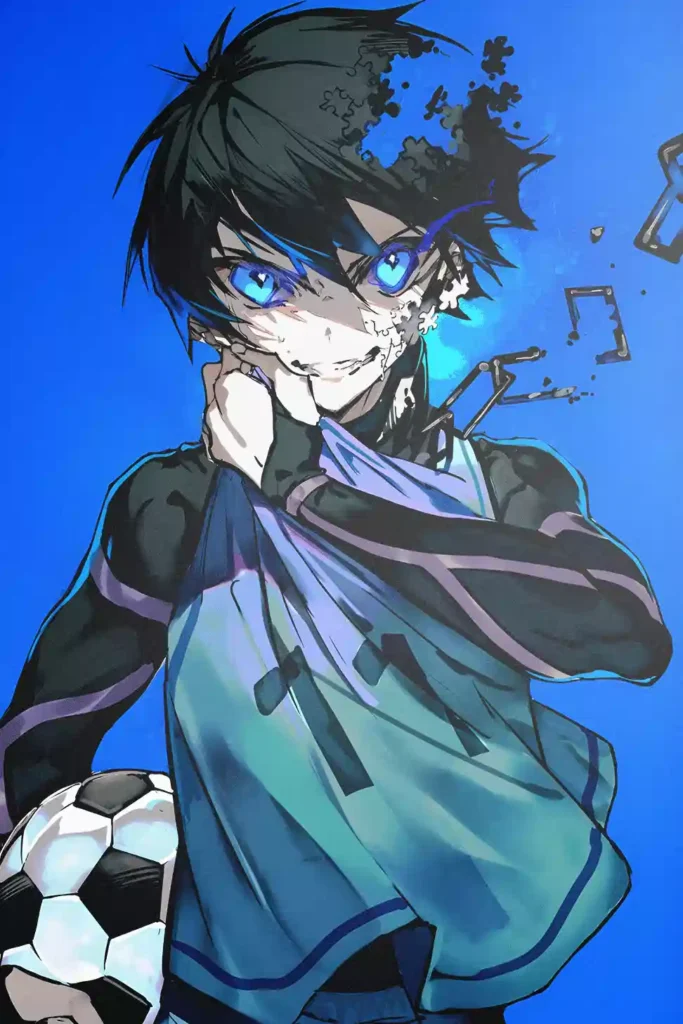Yoichi Isagi anime metal poster artistic detail and visual story from Blue Lock