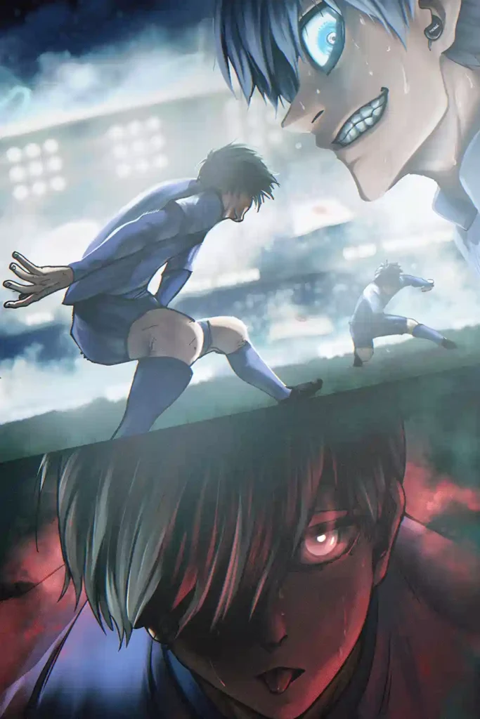 Showcase view of the Yoichi Isagi Exclusive Metal Poster from Blue Lock