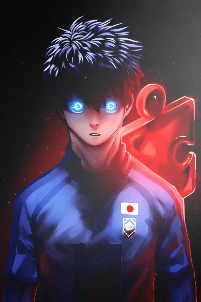 Yoichi Isagi Blue Lock metal wall art showcase shot from the Geekozi collection