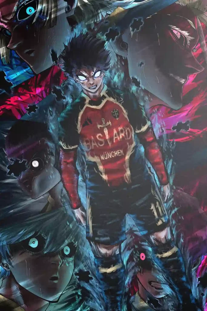 Yoichi Isagi anime metal poster artistic detail and visual story from Blue Lock