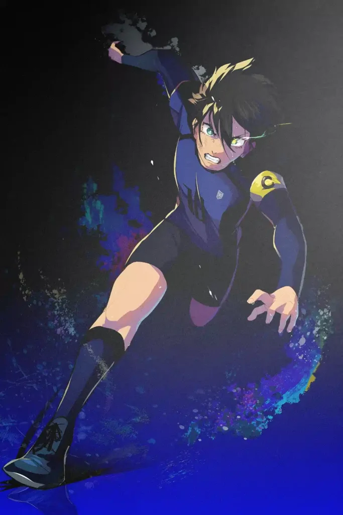 Yoichi Isagi Blue Lock metal wall art showcase shot from the Geekozi collection