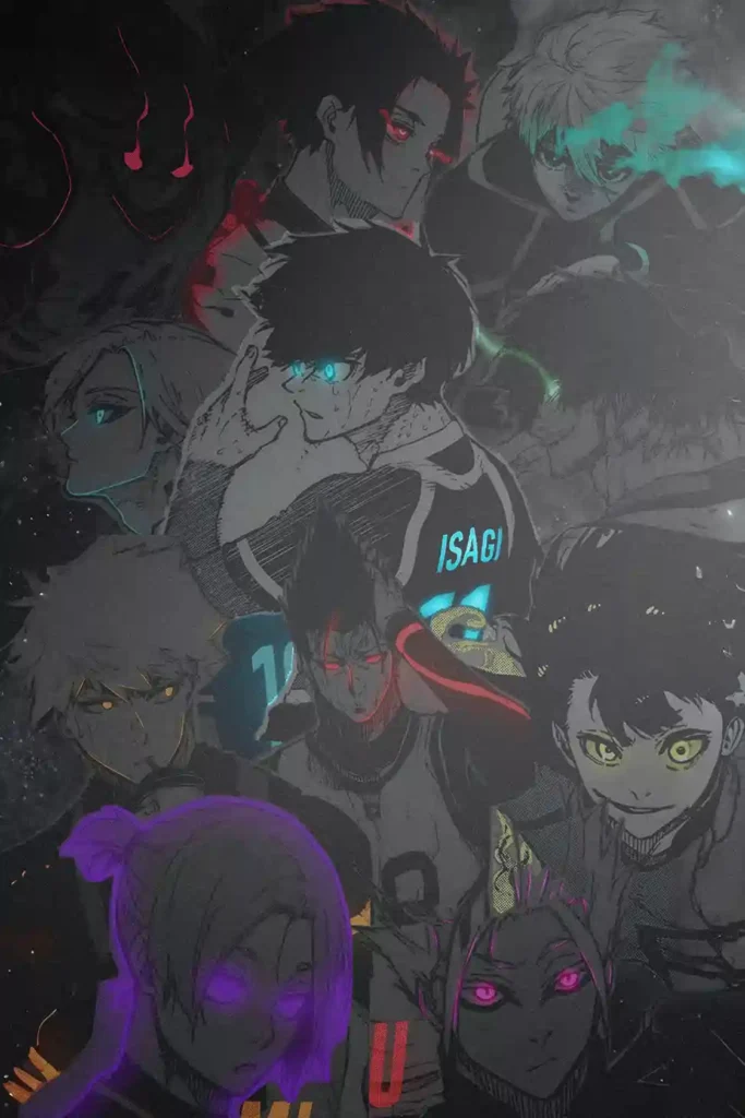 Yoichi Isagi Blue Lock anime metal poster artistic showcase image highlighting the design narrative