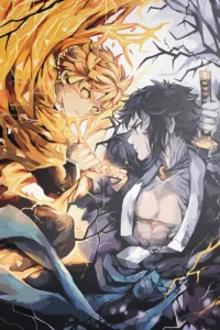 Zenitsu vs kaigaku Demon Slayer Original Image Unique Metal Wall Art Poster
